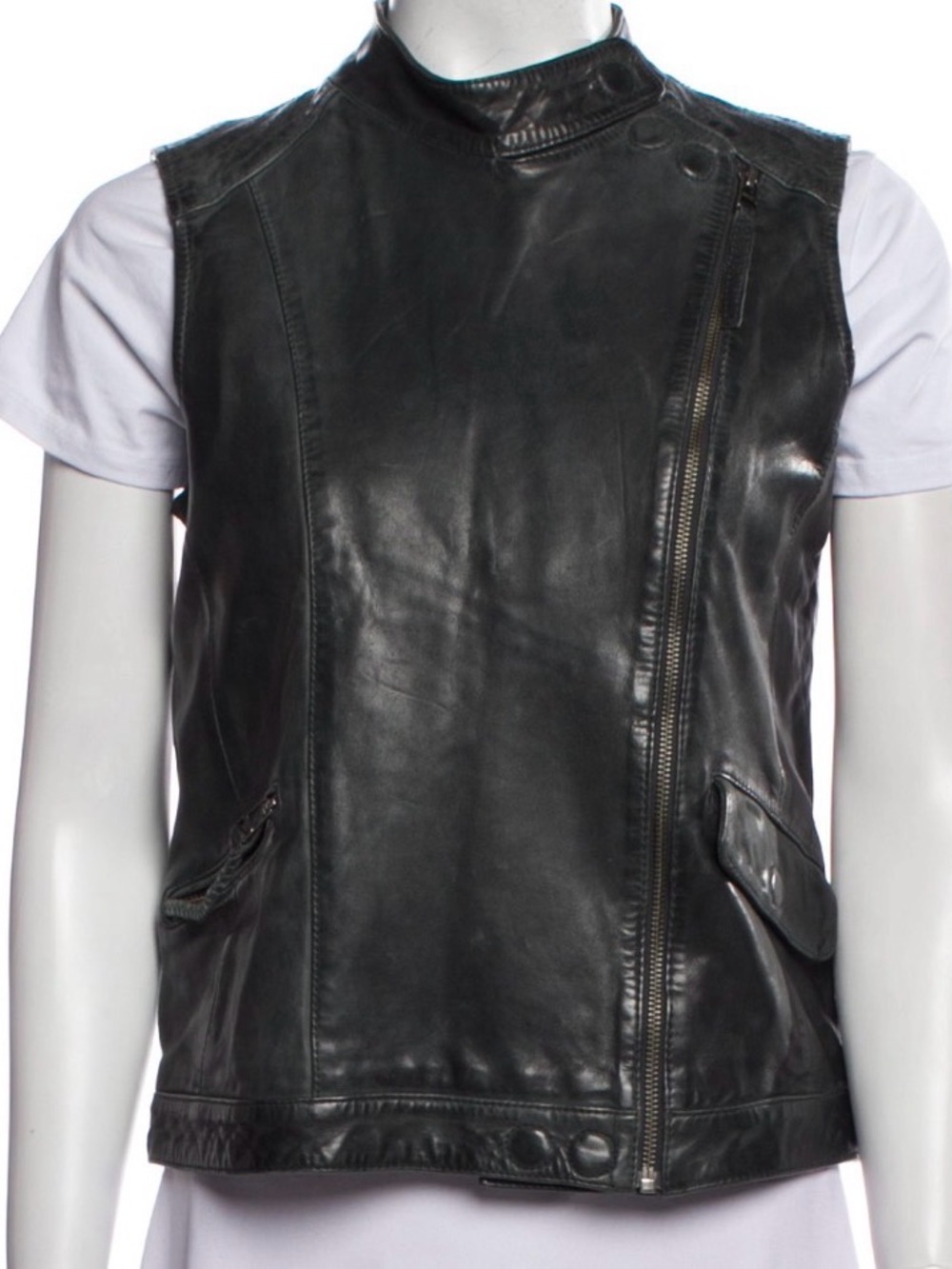 BA&SH Distressed Lamb Leather Vest Size XS
